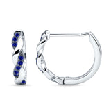 Twisted Infinity Two Tone Round Blue Sapphire CZ Huggie Hoop Earring 925 Sterling Silver Wholesale