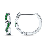 Twisted Infinity Two Tone Round Green Emerald CZ Huggie Hoop Earring 925 Sterling Silver Wholesale