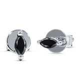 Marquise Solitaire Stud Earring Black CZ 925 Sterling Silver Wholesale