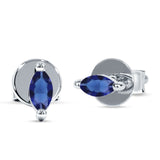 Marquise Solitaire Stud Earring Blue Sapphire CZ 925 Sterling Silver Wholesale