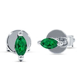 Marquise Solitaire Stud Earring Green Emerald CZ 925 Sterling Silver Wholesale