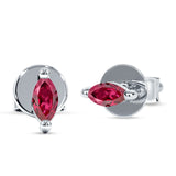 Marquise Solitaire Stud Earring Ruby CZ 925 Sterling Silver Wholesale