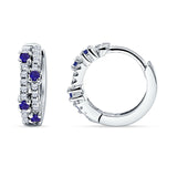 Round CZ & Blue Sapphire CZ Huggie Hoop Earrings 925 Sterling Silver Wholesale