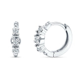 Round Cubic Zirconia Trio Huggie Hoop Earrings 925 Sterling Silver Wholesale