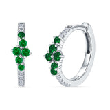 Round CZ & Green Emerald CZ Huggie Hoop Earrings 925 Sterling Silver Wholesale