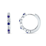 Round Cluster CZ & Blue Sapphire CZ Huggie Hoop Earrings 925 Sterling Silver Wholesale