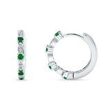 Round Cluster CZ & Green Emerald CZ Huggie Hoop Earrings 925 Sterling Silver Wholesale