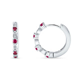Round Cluster CZ & Ruby CZ Huggie Hoop Earrings 925 Sterling Silver Wholesale