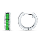 Emerald Cut Green Emerald CZ Hoop Earrings 925 Sterling Silver Wholesale