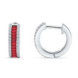 Emerald Cut Ruby CZ Hoop Earrings 925 Sterling Silver Wholesale