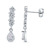 Dangle Pear Stud Earrings Cubic Zirconia 925 Sterling Silver Wholesale