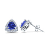 Halo Stud Earrings Tanzanite CZ 925 Sterling Silver 8mm Wholesale