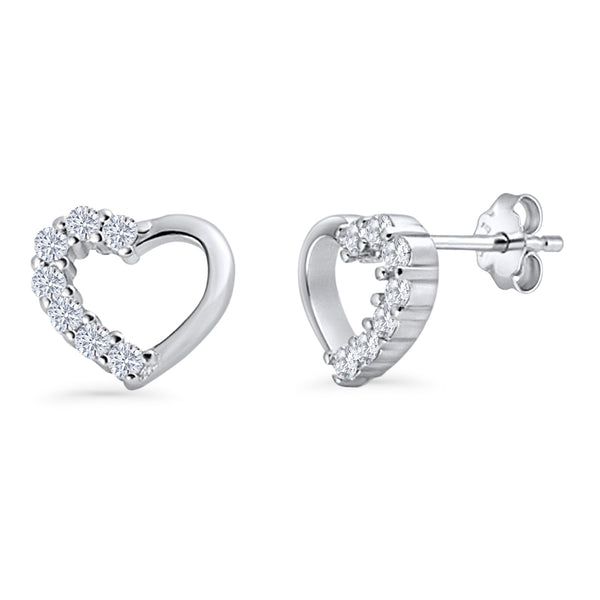 Heart Stud Earrings Cubic Zirconia 925 Sterling Silver Wholesale