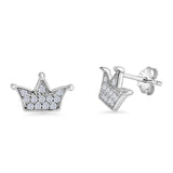 Crown Stud Earrings Cluster Cubic Zirconia 925 Sterling Silver Wholesale