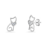 Heart Cat Stud Earrings