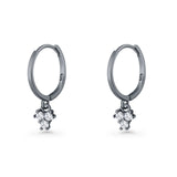 Trio CZ Dangle Drop Hoop Earring