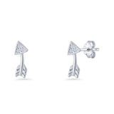 Curved Arrow Stud Earrings Cubic Zirconia 925 Sterling Silver Wholesale