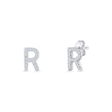 Initial R Stud Earring