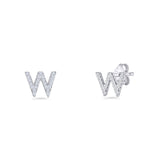 Initial W Stud Earring