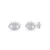 Cluster CZ Eye Stud Earrings