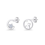 Cat Moon Stud Earrings