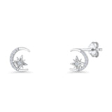 Moon & Star Stud Earrings