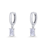 Emerald Cut Dangle Drop Hoop Earring Cubic Zirconia 925 Sterling Silver Wholesale