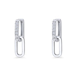 Paperclip Dangle Drop Huggie Hoop Earrings Cubic Zirconia 925 Sterling Silver Wholesale