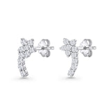 Minimalist 10mm Flower Stud Earrings Cubic Zirconia 925 Sterling Silver Wholesale