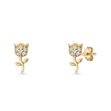 Tulip Rose Flower Stud Earring
