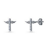 Angel Wings Cross Stud Earrings