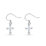 Cross CZ Fishhook Earrings