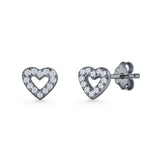 Open Heart CZ Stud Earring