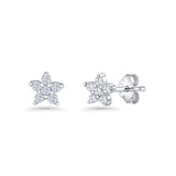 Minimal 3.3mm Star Flower Stud Earrings Cubic Zirconia 925 Sterling Silver Wholesale