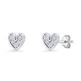 Minimalist 6.8mm Heart Stud Earrings Cubic Zirconia 925 Sterling Silver Wholesale