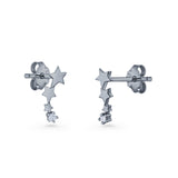 Three Star Stud Earrings 8.8mm Cubic Zirconia 925 Sterling Silver