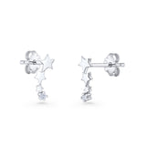 Three Star Stud Earrings 8.8mm Cubic Zirconia 925 Sterling Silver