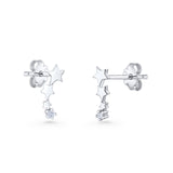 Three Star Stud Earrings 8.8mm Cubic Zirconia 925 Sterling Silver Wholesale