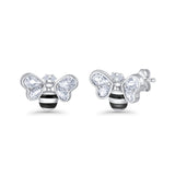 Bee Stud Earring 11.8mm Pear Cubic Zirconia 925 Sterling Silver