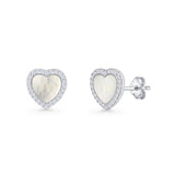 Minimalist 9.5mm Heart Promise Stud Earring Pearl & Cubic Zirconia 925 Sterling Silver Wholesale