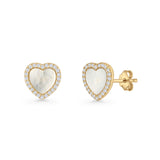 Minimalist 9.5mm Heart Promise Stud Earring Pearl & Cubic Zirconia 925 Sterling Silver