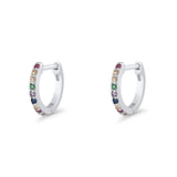 Minimalist 1.5mm Multicolor Cubic Zirconia Huggie Hoop Earrings 925 Sterling Silver Wholesale