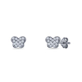 Butterfly Stud Earring 5mm Cluster Cubic Zirconia 925 Sterling Silver