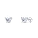 Butterfly Stud Earring 5mm Cluster Cubic Zirconia 925 Sterling Silver