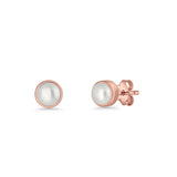 Freshwater Pearl 4.5mm Solitaire Small Stud Earrings 925 Sterling Silver