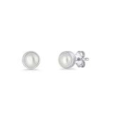 Freshwater Pearl 4.5mm Solitaire Stud Earrings 925 Sterling Silver Wholesale