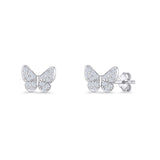 Butterfly Stud Earrings 6mm Cubic Zirconia 925 Sterling Silver Wholesale