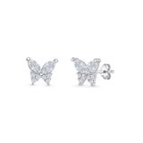 Butterfly Stud Earrings 8.7mm Marquise Cubic Zirconia 925 Sterling Silver Wholesale