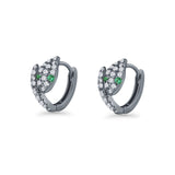 Minimalist 5.6mm Snake Huggie Hoop Earring Cubic Zirconia 925 Sterling Silver