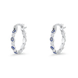 Evil Eye Hoop Earring 15mm Round Cubic Zirconia 925 Sterling Silver Wholesale